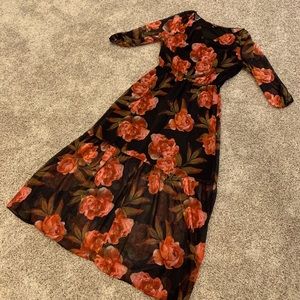 Floral, long sleeve dress.